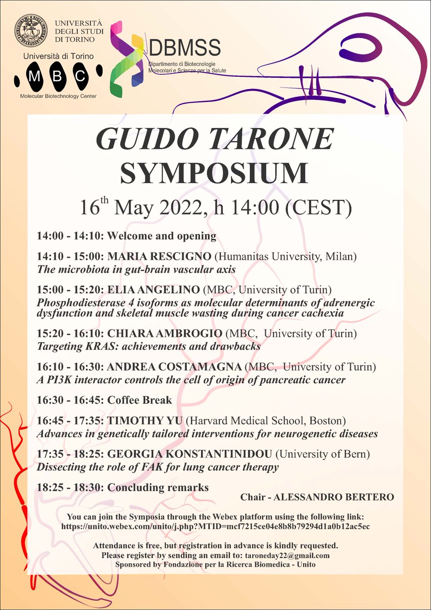 Alessandro Bertero (@berteroale) on Twitter photo Join us for the "Guido Tarone" Symposium on Monday 16th. We will honour the memory of my first mentor through exciting talks by <a href="/maria_rescigno/">Maria Rescigno</a> <a href="/HumanitasMilano/">Humanitas Milano</a>, <a href="/AmbrogioLab/">AmbrogioLab</a> <a href="/unito/">Università di Torino</a>, <a href="/timyu/">Tim Yu</a> <a href="/BostonChildrens/">Boston Children's</a> & Georgia Konstantinidou <a href="/unibern/">Universität Bern</a>, among others, moderated by yours truly Join us for the "Guido Tarone" Symposium on Monday 16th. We will honour the memory of my first mentor through exciting talks by <a href="/maria_rescigno/">Maria Rescigno</a> <a href="/HumanitasMilano/">Humanitas Milano</a>, <a href="/AmbrogioLab/">AmbrogioLab</a> <a href="/unito/">Università di Torino</a>, <a href="/timyu/">Tim Yu</a> <a href="/BostonChildrens/">Boston Children's</a> & Georgia Konstantinidou <a href="/unibern/">Universität Bern</a>, among others, moderated by yours truly