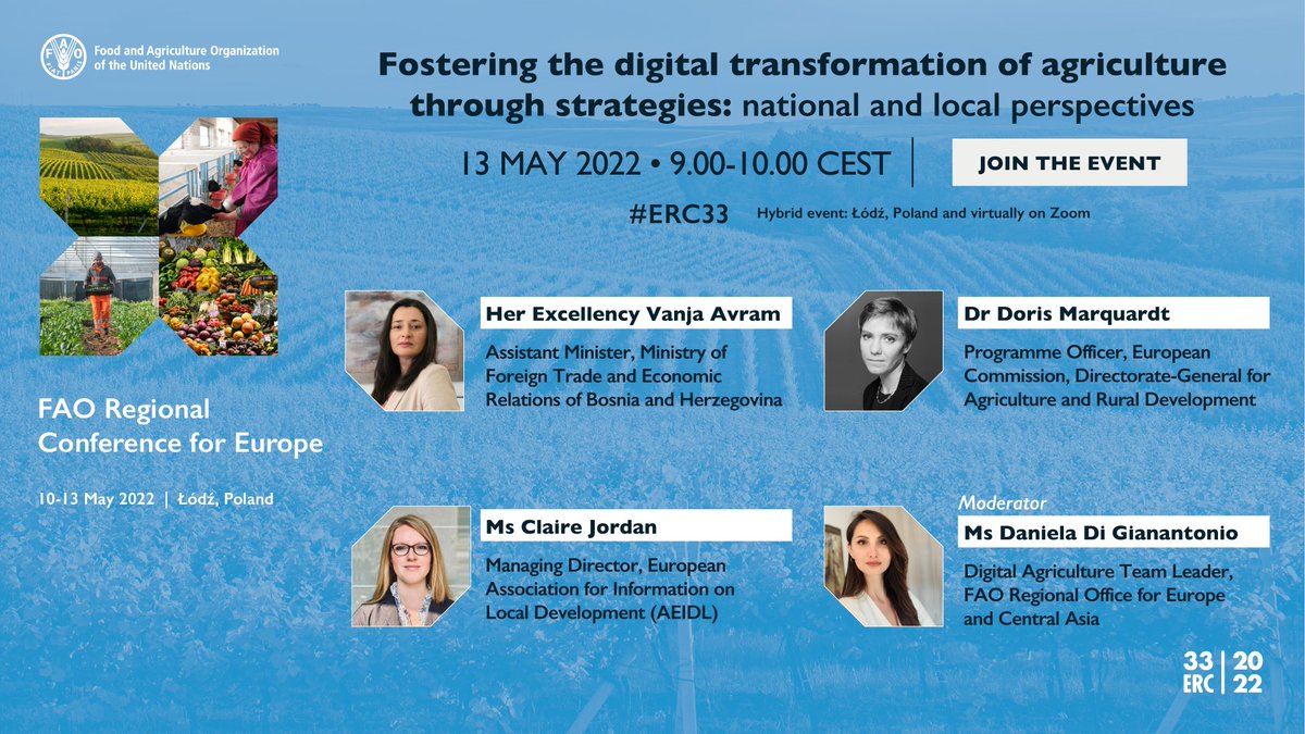 FAOBrussels's tweet photo. How can we best support farmers and rural communities in adopting digital technologies?
During #ERC33, experts will be sharing their approaches.
🗓️ 13 May, 09:00 CET
👉 Sign up: https://t.co/Je46osw0fy
👉 More info: https://t.co/BZF49jPHg2 https://t.co/kfFepMJ4hr