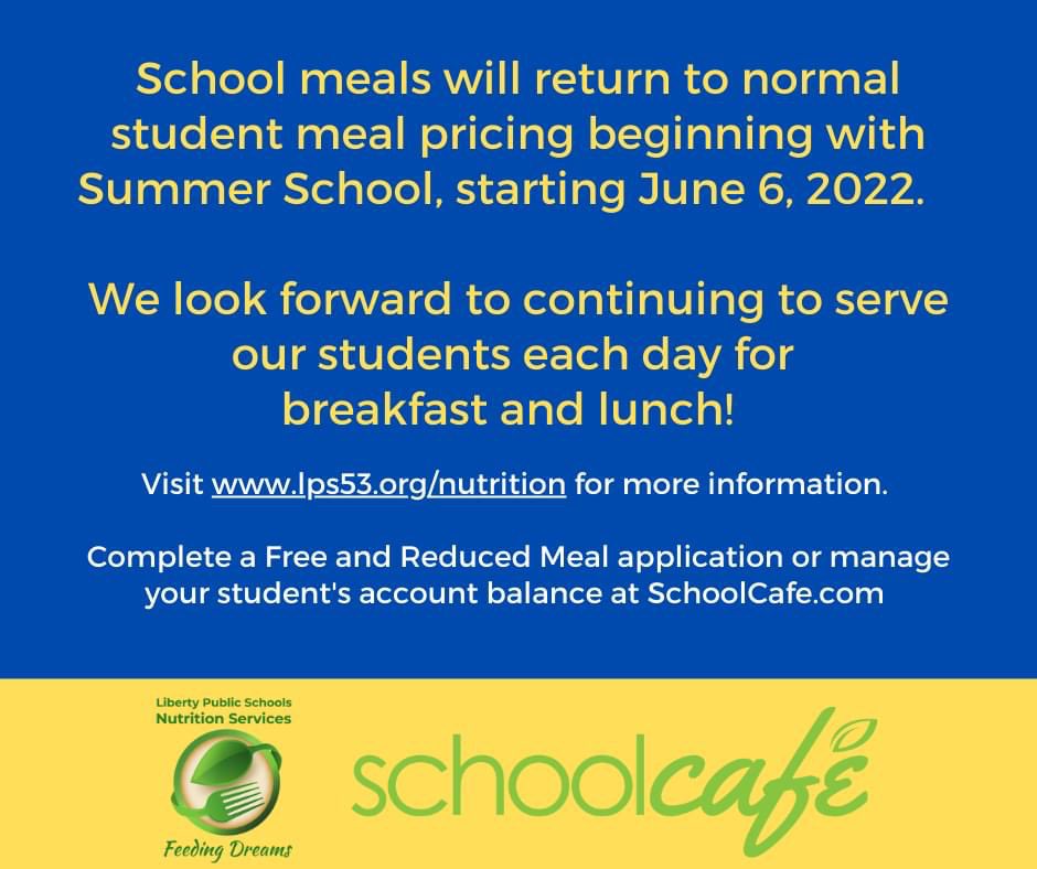 Friendly reminder! Paid meals will return with summer school. Please share with family and friends ✨
