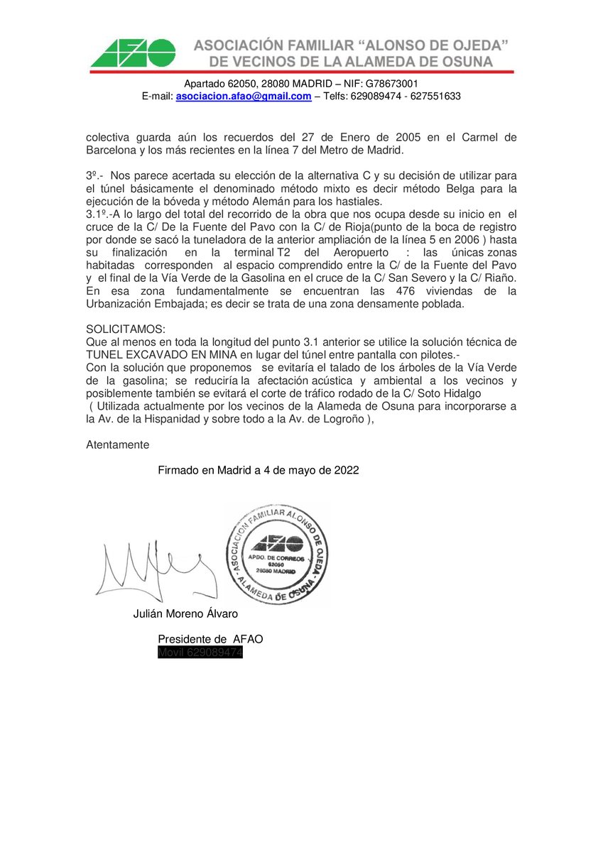 Como ya sabréis se ha publicado en el BOCM el proyecto de la ampliación de la L5 del metro  de Madrid,  lo que afecta a nuestro barrio-distrito. Desde AFAO hemos hecho alegaciones a este proyecto que queremos que conozcáis. <a href="/ComunidadMadrid/">Comunidad de Madrid</a> <a href="/FRAVM/">Federación Vecinal de Madrid</a> <a href="/MADRID/">Ayuntamiento Madrid</a>