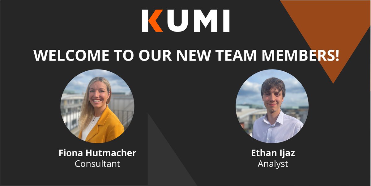 KumiConsulting's tweet photo. We are very pleased to welcome Fiona Hutmacher and Ethan Ijaz to the Kumi team!

Find out more about Fiona, Ethan and the rest of our team here 👉 https://t.co/b0OBlJ7oOg https://t.co/MLKolGwuaC