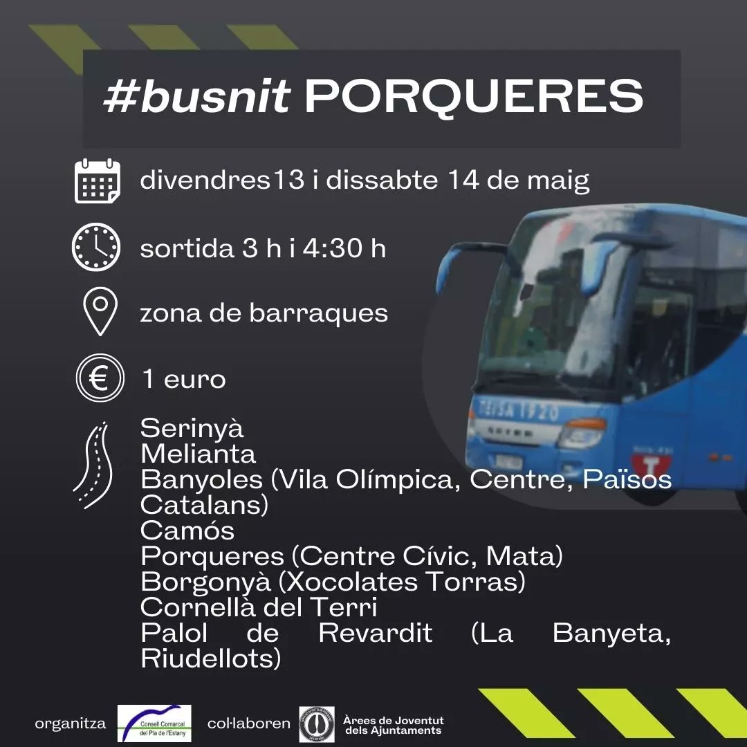 OJPlaestany's tweet photo. Demà comença la 𝗙𝗠 𝗣𝗼𝗾𝘂𝗲𝗿𝗲𝘀 🎉 Volem q siguin #festessegures i #festeslliuresdagressionssexistes x això organitzem #busnit 🚌 i #puntlila 💜
🚌
📅Dv+Db
⌚3h i 4:30h
📌Barraques
💶1€
💜
📅Dv+Db
⌚23h-3:30h
📱686951374
#plaestanyjove
@CCPlaEstany @ajPorqueres https://t.co/kNw7G6Ps9h