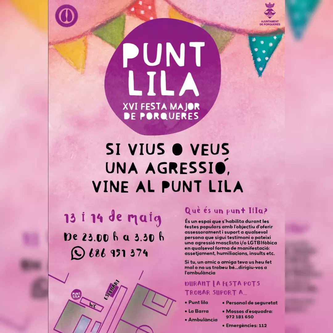 OJPlaestany's tweet photo. Demà comença la 𝗙𝗠 𝗣𝗼𝗾𝘂𝗲𝗿𝗲𝘀 🎉 Volem q siguin #festessegures i #festeslliuresdagressionssexistes x això organitzem #busnit 🚌 i #puntlila 💜
🚌
📅Dv+Db
⌚3h i 4:30h
📌Barraques
💶1€
💜
📅Dv+Db
⌚23h-3:30h
📱686951374
#plaestanyjove
@CCPlaEstany @ajPorqueres https://t.co/kNw7G6Ps9h