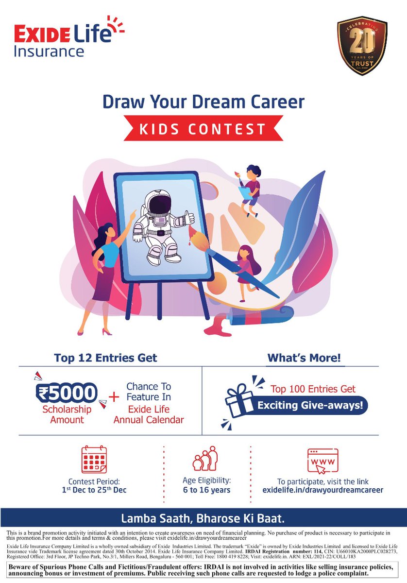 TERRAPINMEDIAA's tweet image. DRAWING COMPETITION FLYER &amp;amp; CERTIFICATE FOR @ExideLife 
#drawingcompetition #ExideLifeInsurance
For #branding #packaging #designing #shoot #advertising 
Please reach us via mail at terrapinmedia2@gmail.com, bhupinder@terrapinmedia.in
Or call us at 9910395146