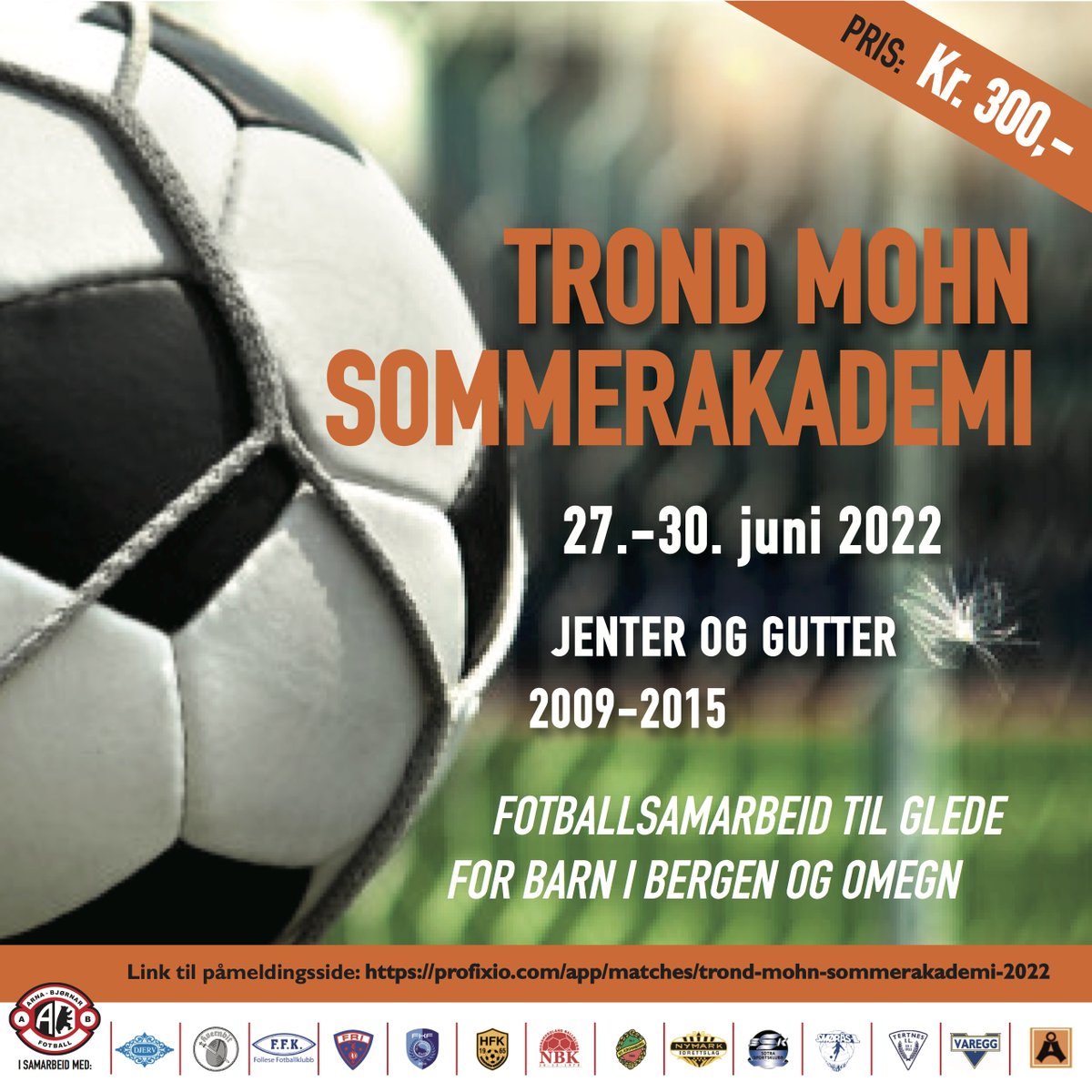 I regi av Arna-Bjørnar fotball arrangeres Trond Mohn sommerakademi 27.-30. juni i samarbeid med 14 klubber i Bergen og omegn. Trond Mohn sommerakademi er åpent for alle, uavhengig av klubbtilhørighet! Påmelding her: profixio.com/app/trond-mohn…