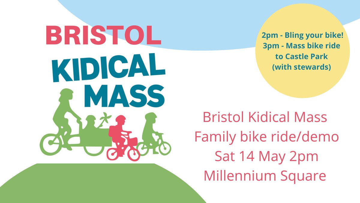 We're really looking forward to welcoming lots of families and their bikes to Millennium Square for #BristolKidicalMass this Saturday and we'll be adding some We The Curious fun to the pre-ride play time! More: bit.ly/3M0oS6L <a href="/playingout/">Playing Out</a> #ChildFriendlyCities