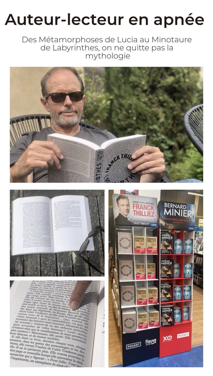 Bernard_Minier's tweet photo. Des Métamorphoses de Lucia au Minotaure de Labyrinthes, on ne quitte pas la mythologie (avec au passage un lieutenant BM) ! Auteur-lecteur en apnée. #jelisLucia
#jelisLabyrinthes #bestsellers
#thriller #lectriceslecteurs https://t.co/nYlLXSYK9Q