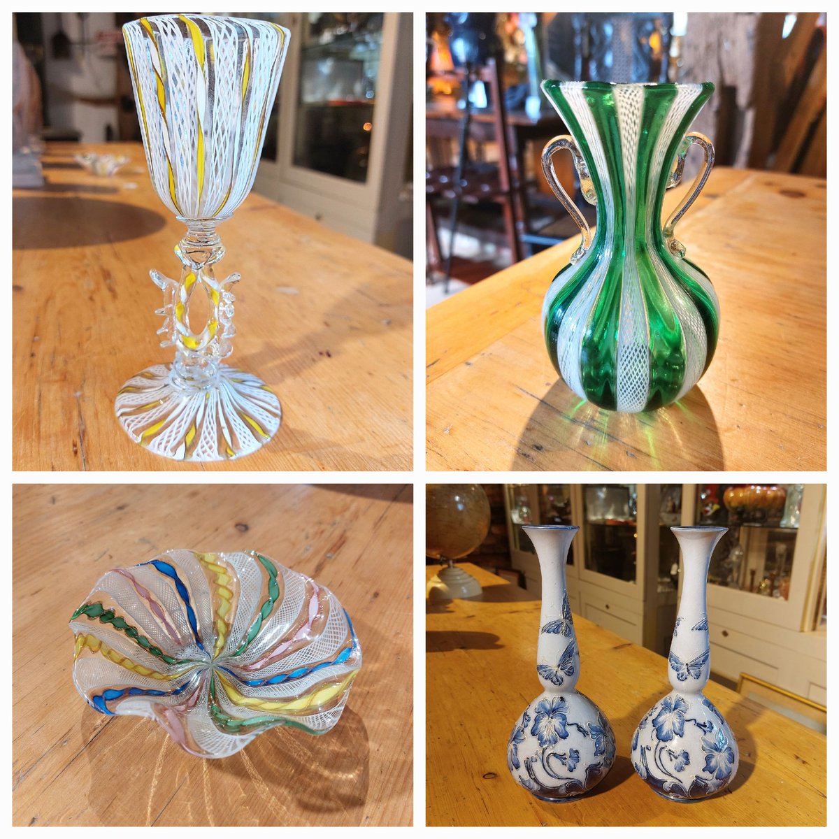 #florianware #moorcroft #latticeglass #venetianglass #aestheticmovementdesk #bargeartstools #judismithantiques #eversleybarnantiques