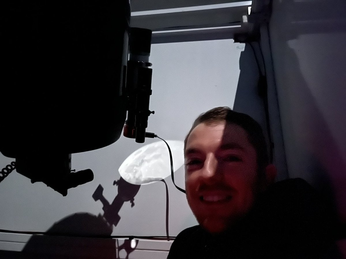 What do you do as a last resort when you can’t find any stars through your telescope?? The moon! Just don’t look down the eye piece. #durhamCfAI PhD student Ryan realigning our telescope and projecting the moon on to the dome at <a href="/INGLaPalma/">Isaac Newton Group</a> <a href="/DurhamPhysics/">Durham Physics</a> <a href="/durham_uni/">Durham University</a>