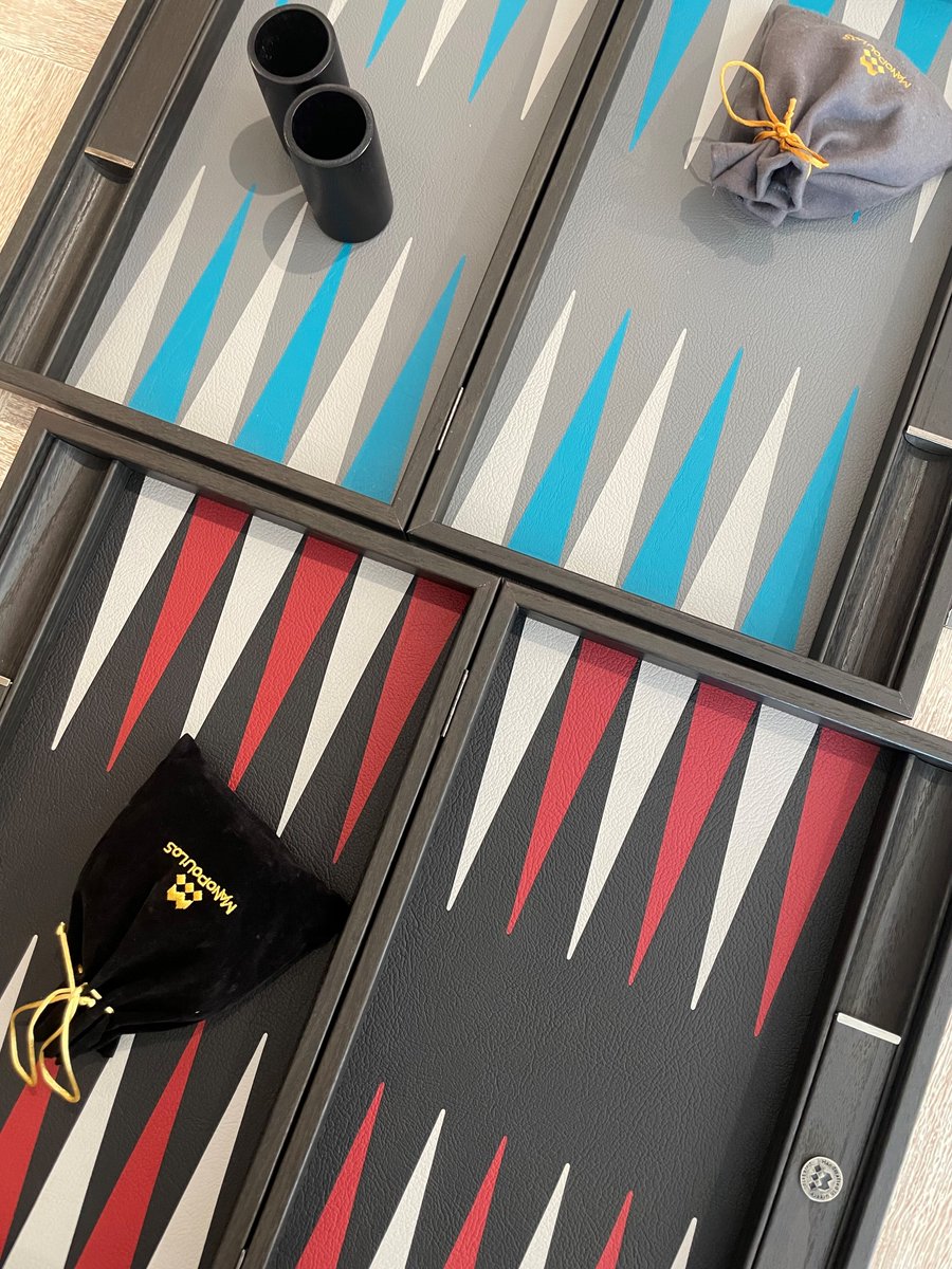 Needing to find a perfect gift? These high quality, handmade, marquetry backgammon boards are available in store and also come in a travel size. Smart colour combinations and a classic table game for two players.