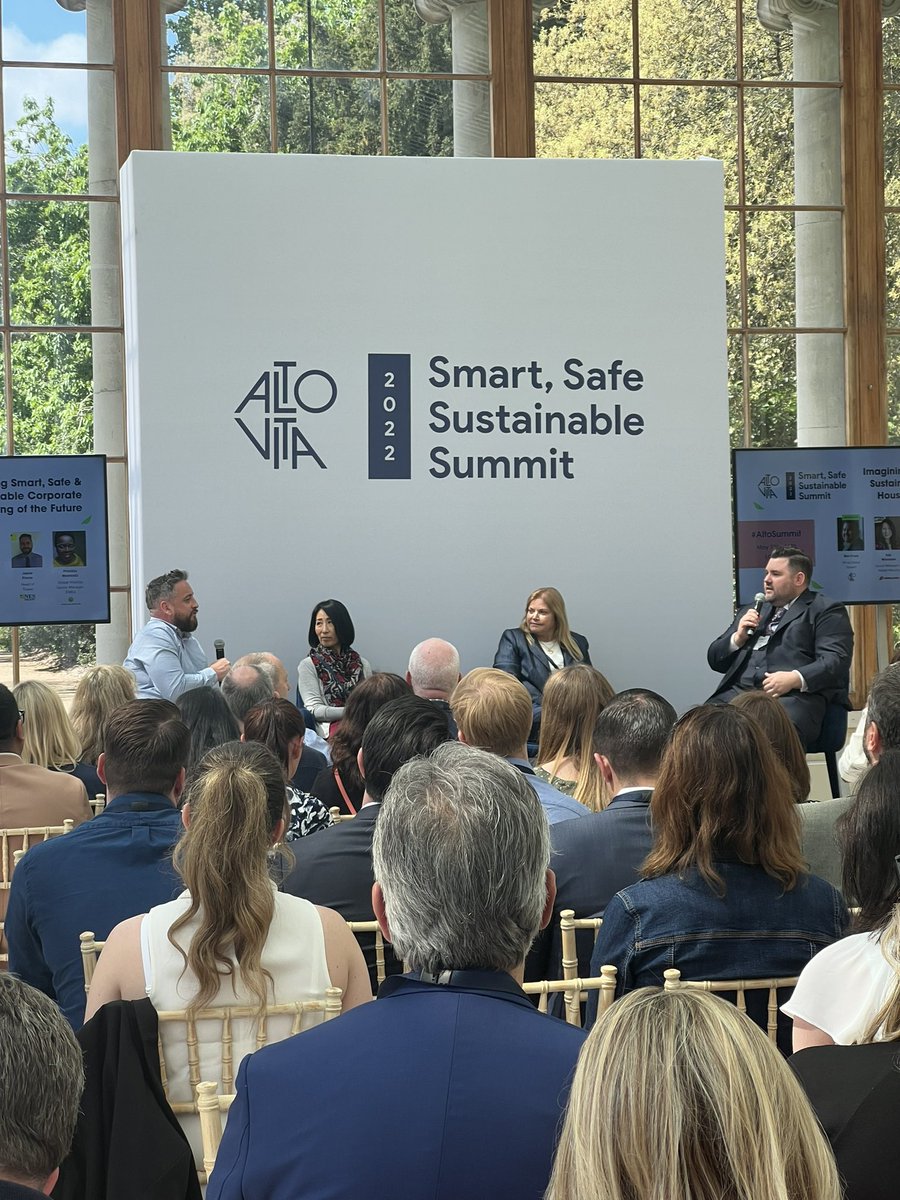 TheCommsCo's tweet photo. Time for the next panel! ‘Imagining Smart, Safe and Sustainable Corporate Housing of the Future’ with @DBenCross, VP of Global Growth at @AltovitaHomes. #AltoSummit @AltovitaHomes https://t.co/dQt07j593L