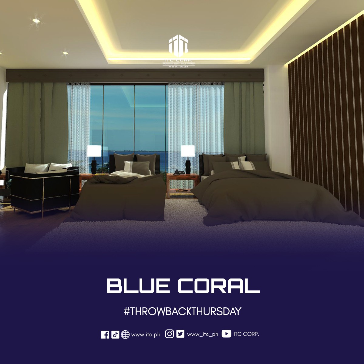 www_itc_ph's tweet photo. FINISHED PROJECT: Blue Coral 2015 

This finished project brought out the best of our works in the designing industry, showcasing a perspective of this hotel that is spacious, functional, and geared towards the attracting tourist! 

#design #architecture #throwbackthursday https://t.co/a7Px0A8vWm
