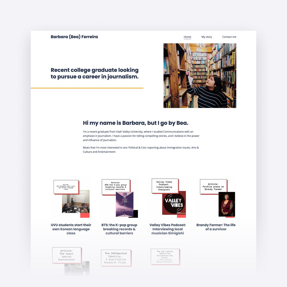 copyfolioapp's tweet photo. Today we’d like to show you a graduate journalist portfolio #madewithCopyfolio 🗞 It’s to the point with a short introduction leading straight into writing samples. 👌 It’s a great example from Bea Ferreira to get inspiration from. https://t.co/TpWKkFTqg7