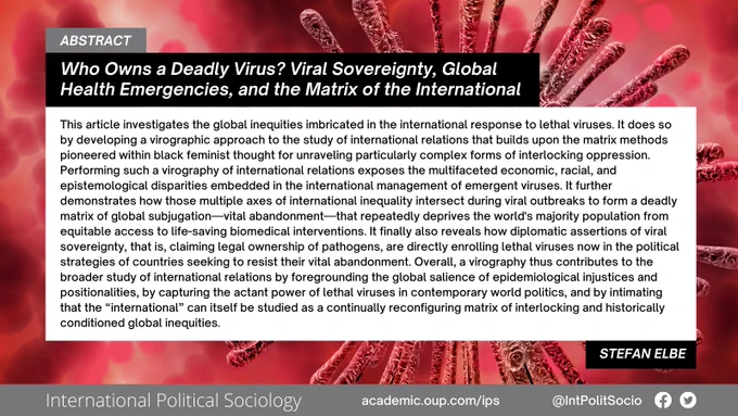 A digital illustration of the COVID-19 virus overlaid with the full text of the abstract, which can be found at the link provided in this post.
