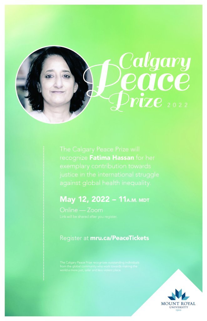 michaelpmdavis's tweet photo. Congrats to @HealthJusticeIn founder and @Global_Witness board member @_HassanF on receiving the #CalgaryPeacePrize today! This recognises Fatima's amazing work for an inclusive, equitable public health system, locally and globally, both during and beyond the #Covid19 pandemic. https://t.co/vqY854pZKy
