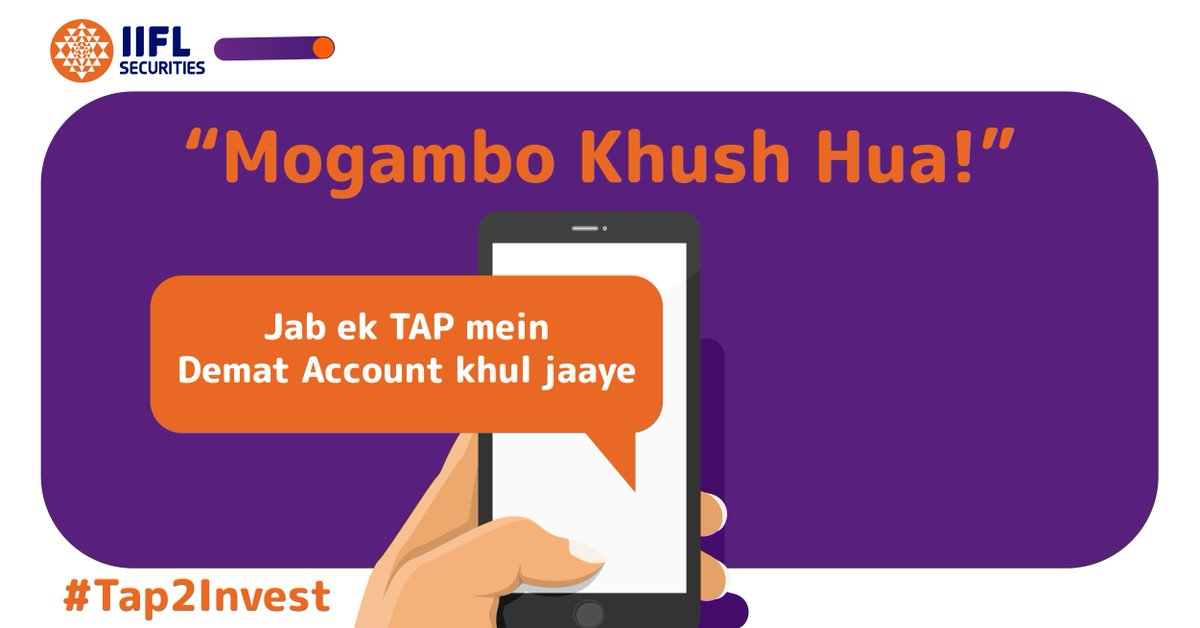 iiflcapital's tweet photo. Mogambo kya, saara jahan khush hoga agar ek TAP mein Demat Account khul jaaye! #Tap2Invest #IIFLSecurities #Investing #Finance #StockMarket #StockUpdates #OpenDematAc
Open FREE Demat Account: https://t.co/1uq4ODnIvR
Download IIFL Markets App: https://t.co/Ef0v05OqQ3 https://t.co/mhuUX1auXZ