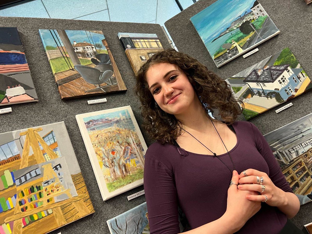 smytho's tweet photo. I recommend a visit to the fantastic Sallynoggin College Art exhibition @dlrLexIcon which includes 27 paintings of Dún Laoghaire - I opened it Monday and got to meet the brilliant winner Aaliyah Corcoran. @SCFEOfficial @tomkivlehan https://t.co/hpdSb5IEbP