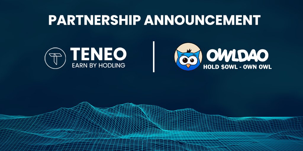 TeneoFinance's tweet photo. Strategic Partnership:
@TeneoFinance X @OWLDAOio 

We are pleased to announce that we have partnered with @OWLDAOio. With this partnership, we have another utility for Teneo users as now they can use Teneo in the OWL Ecosystem &amp; in all the games on their platform.

#TeneoFinance https://t.co/8rxWAaYz3a