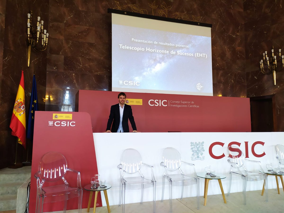 A_Mu_Me's tweet photo. We are in Madrid presenting the Event Horizon Telescope (EHT) groundbreaking results. Stay tuned! https://t.co/iY1zgQxur0