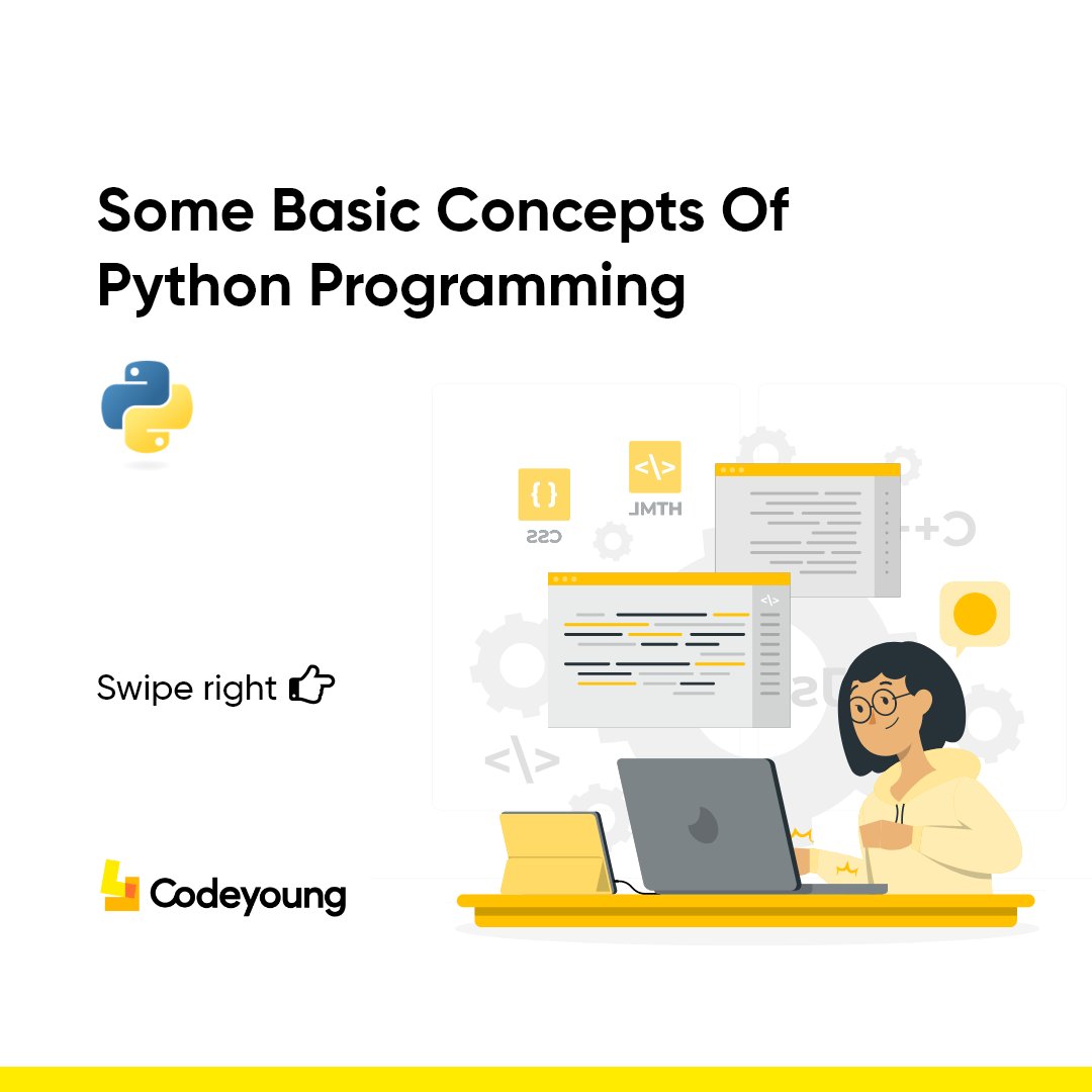 Codeyoung_india's tweet photo. Here are some concepts explained about python programming.

Python is a MUST for students and working professionals to become a great Software Engineer specially when they are working in Web Development Domain.

#CodeyoungKnowledge #coders #codeyoung #coding #programming #Thread https://t.co/6rfBOl1Joq