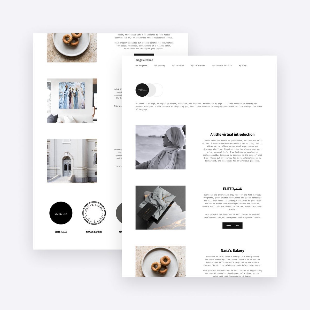 copyfolioapp's tweet photo. Magd took her #portfolio homepage to the next level. She not only displayed her projects in a grid but created a section for each first: with a brief description and CTA buttons to drive conversion. A great example to follow if you’re looking for inspiration ✨ #madewithCopyfolio https://t.co/U0d2hB9I6W
