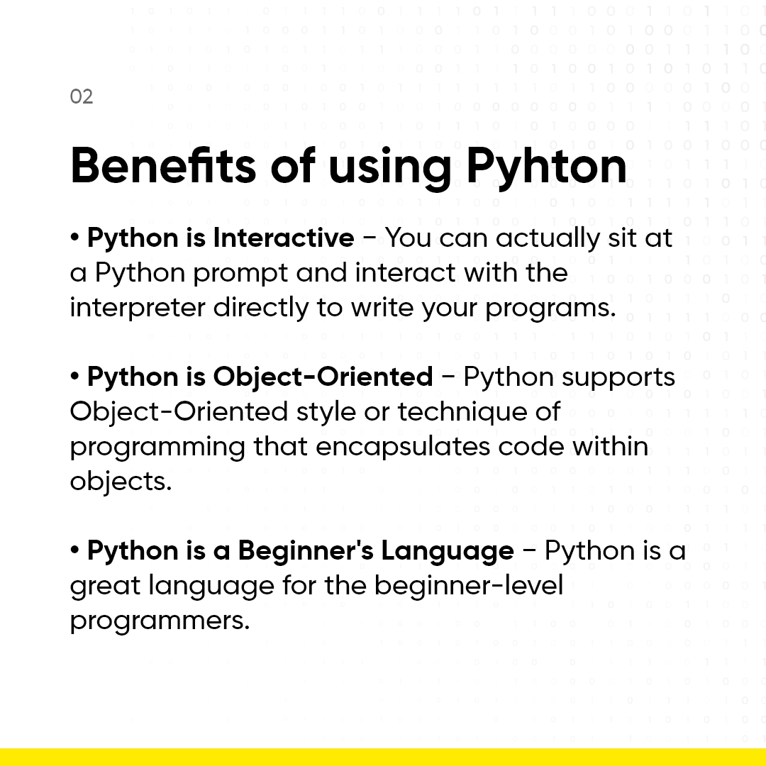 Codeyoung_india's tweet photo. Here are some concepts explained about python programming.

Python is a MUST for students and working professionals to become a great Software Engineer specially when they are working in Web Development Domain.

#CodeyoungKnowledge #coders #codeyoung #coding #programming #Thread https://t.co/6rfBOl1Joq