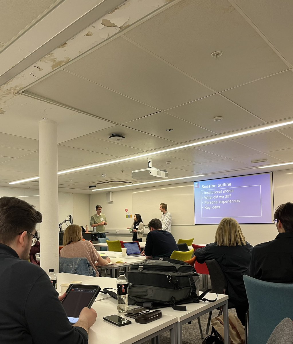 CANagogy's tweet photo. Hearing from Matthew Watts, Anthea Hong Ming and Daniel MacDonald from University of Nottingham to speak about โStudent engagement in co-creation of university curriculaโ #CANconference2022 #studentpartners #cocreation #studentengagement #HE #curriculum @Jisc https://t.co/MJUYIBFxt8