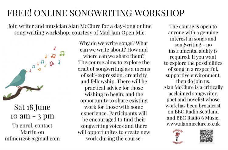 We’re doing this soon. Sign up. It’ll be good. Pse retweet #songwriting #MentalHealthMatters #recovery <a href="/MH_arts/">Scottish Mental Health Arts Festival</a> <a href="/iThriveEdin/">iThrive Edinburgh</a>