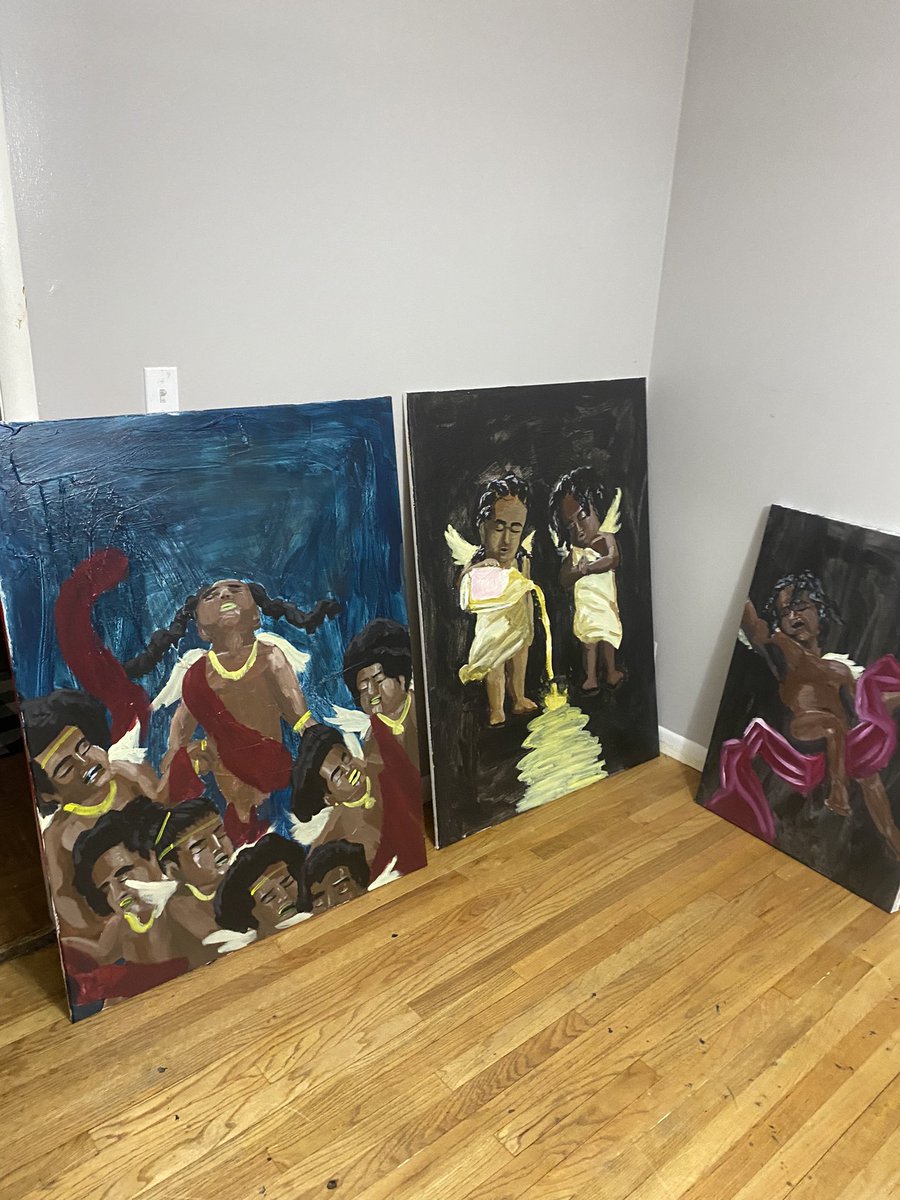 New collection just got finished last night.
First two are $250 each 48 x 36
Second two are $200 each. 36 x 24 and 24 x 24 respectively.
Thanks for rocking with me ❤️