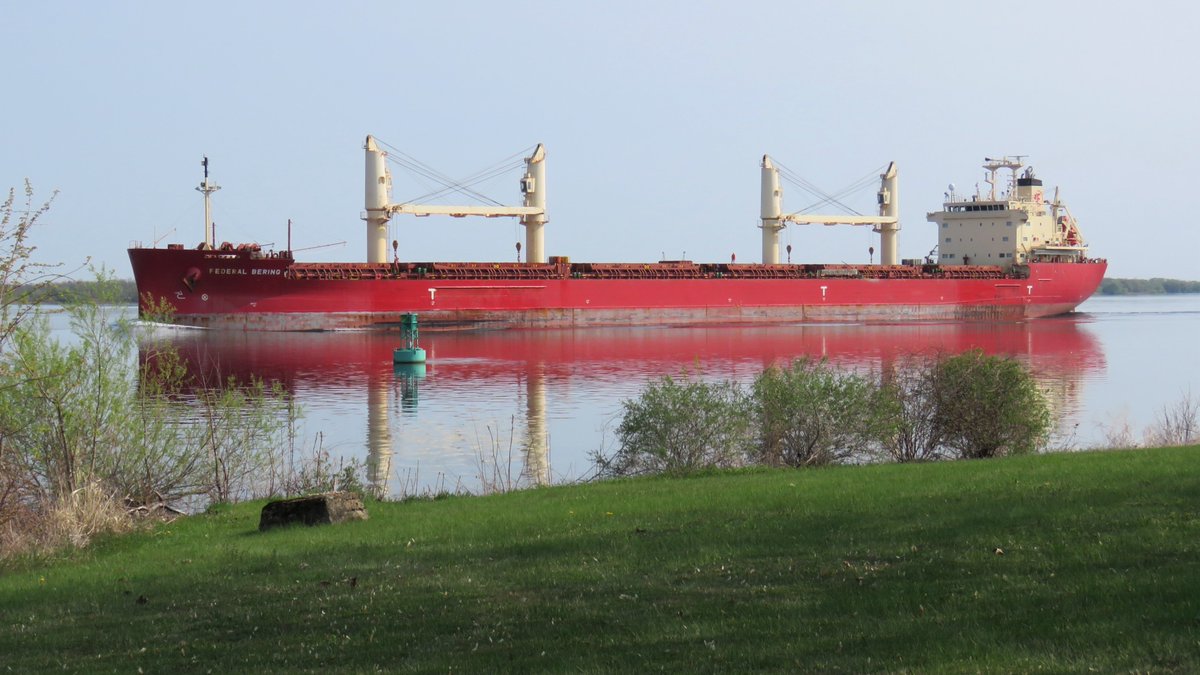 SeawayNNY's tweet photo. FEDERAL BERING 🇲🇭 up the St. Lawrence today at Wilson Hill on its way to Toledo, Ohio #Fednav https://t.co/ZzvhRkRFxT