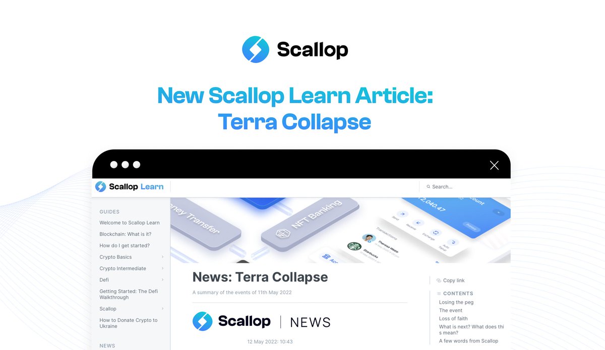 emoney_network's tweet photo. The Collapse of Terra Luna...

📰 Our latest Scallop learn article dives into the story of the monumental Terra Luna collapse, learn about what happened and how it's affected the wider market.

Read it here:👇
https://t.co/kbhmZTnPtU https://t.co/g9oATl6ZsN