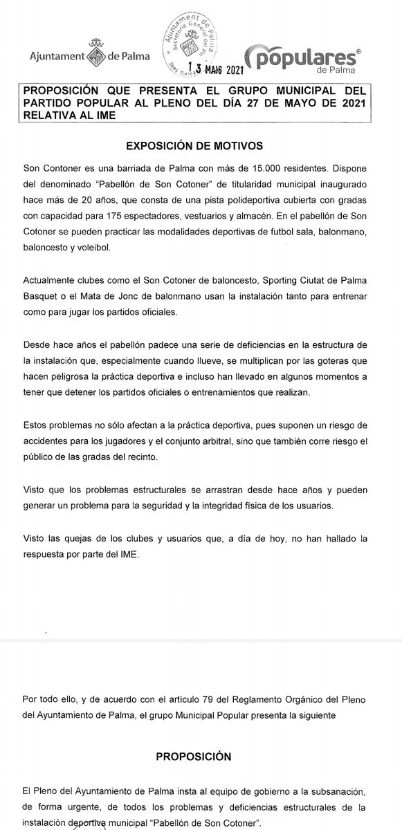 DavidDiezH's tweet photo. Gracias a la iniciativa de @popularespalma de mayo de 2️⃣0️⃣2️⃣1️⃣ aprobada por unanimidad en el pleno del @ajuntpalma se resuelve los problemas de las goteras en el pabellón de #SonCotoner cada vez que llovía se producía inundaciones generando problemas a nuestros deportistas 
🏀🏐 https://t.co/0zTMeo8fix