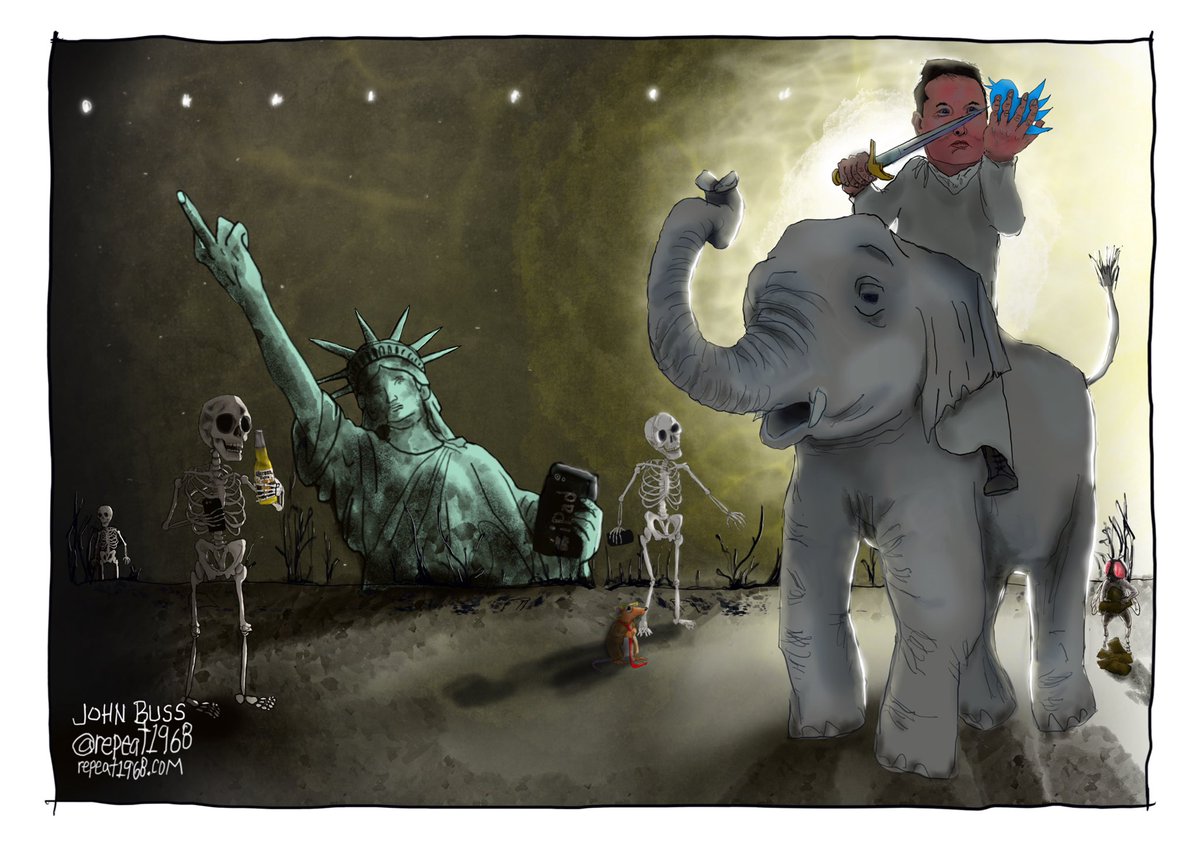 repeat1968's tweet photo. #DrawElonMusk @MartinRowson’s latest challenge ends soon, finally finished this in the wee hours to throw into the stellar mix of fabulous entries. https://t.co/TOFk3Ki7Wc