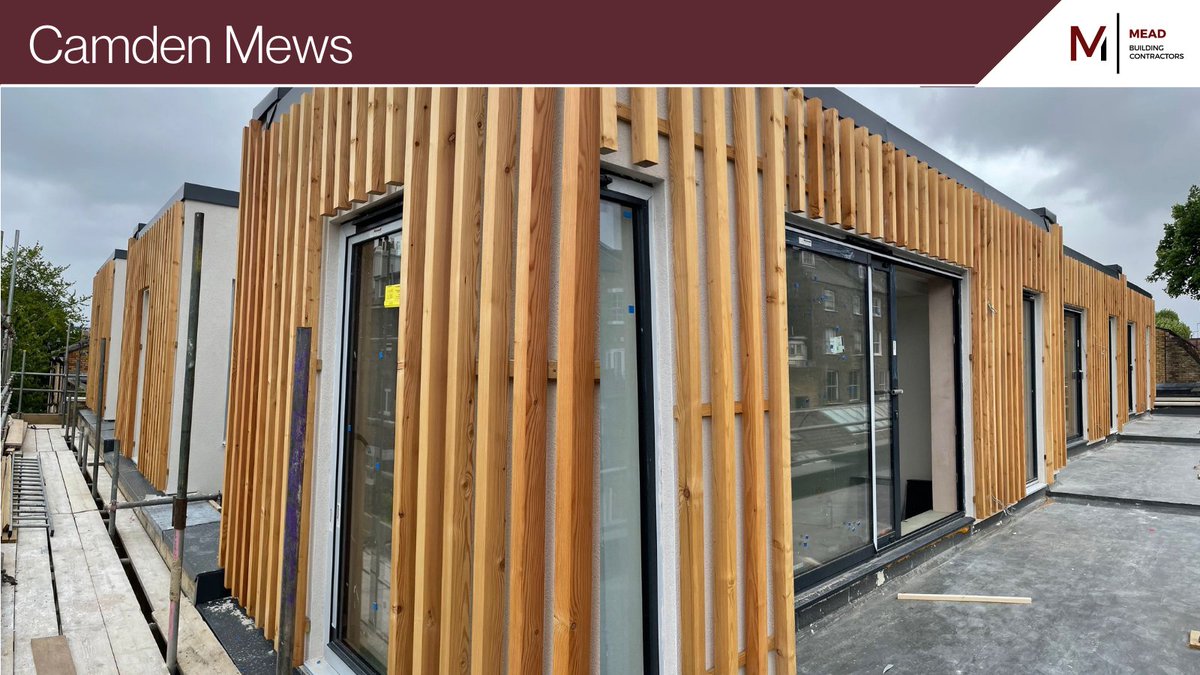 🚨 Camden Mews Project Update:

Larch timber cladding completed to 4 mews houses at Camden Mews. Looking forward to the scaffolding and hoarding coming down to see the completed facade of these houses! 

#MBCgroup #CamdenMews #London