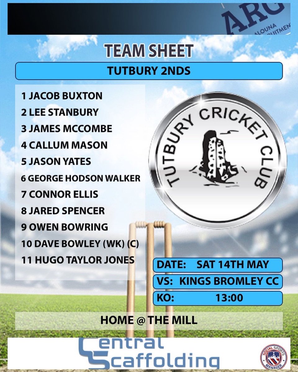 OfficialTutbury's tweet photo. Teams For This Saturdays Fixtures
1st Vs @CongsCc
2nds vs Kings Bromley CC
3rds Vs @CliftonCricket
4ths Vs @IRCCUpdates
#TCC #TUNIT
🏏 https://t.co/7gmKKnbCUW