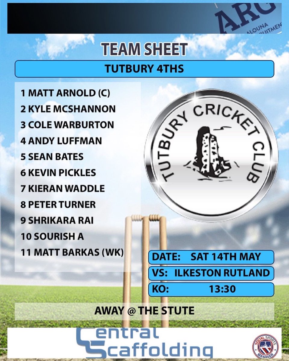 OfficialTutbury's tweet photo. Teams For This Saturdays Fixtures
1st Vs @CongsCc
2nds vs Kings Bromley CC
3rds Vs @CliftonCricket
4ths Vs @IRCCUpdates
#TCC #TUNIT
🏏 https://t.co/7gmKKnbCUW
