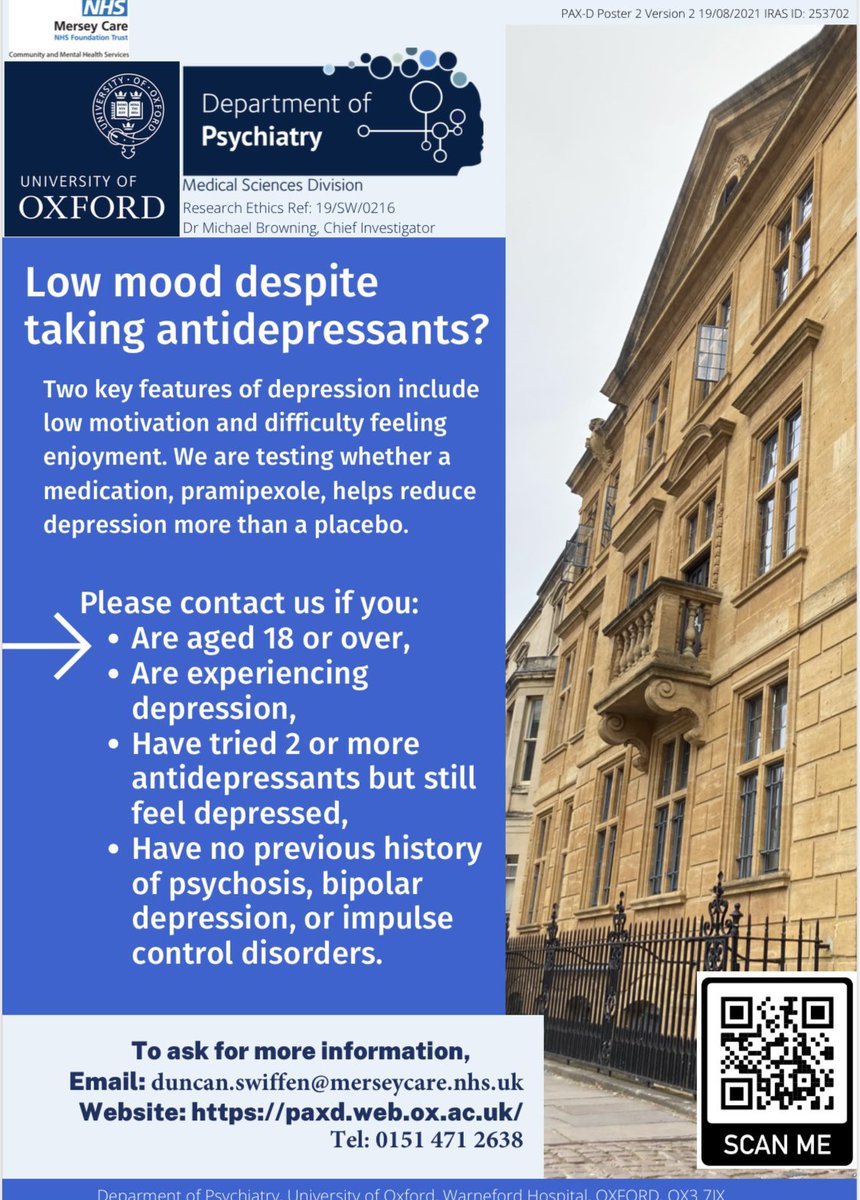CentreForPerfectCare (@cpc_merseycare) on Twitter photo Research opportunity for adults experiencing treatment resistant depression. @NIHRCRN_nwcoast <a href="/UniofOxford/">University of Oxford</a> <a href="/OxPsychiatry/">Oxford Psychiatry</a> #withoutresearchnothingchanges Research opportunity for adults experiencing treatment resistant depression. @NIHRCRN_nwcoast <a href="/UniofOxford/">University of Oxford</a> <a href="/OxPsychiatry/">Oxford Psychiatry</a> #withoutresearchnothingchanges