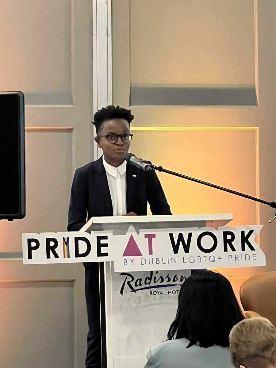 DublinPride's tweet photo. Our very own Christelle Gebhardt, Training and Cultural Programming Manager at Dublin LGBTQ+ Pride, kicks off our second panel at #PrideAtWork2022 https://t.co/j46dO1K0SJ