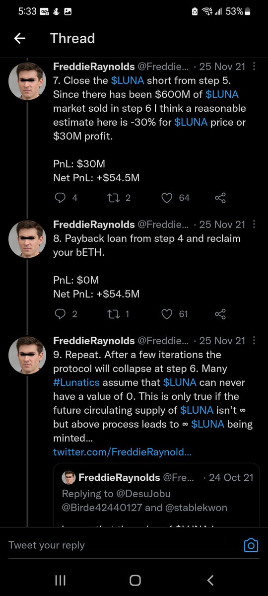 basedsemite's tweet photo. @easyeight08 This guy told Luna/Do Kwon EXACTLY how all this can happen and they did nothing to prevent, this back in November 2021..! they got a lil too cocky, you can tell by his response... https://t.co/SOCTDM5lbS