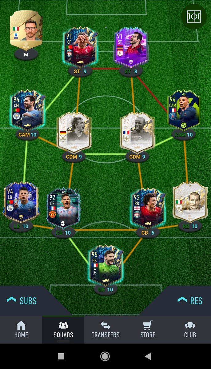 Gunnerko's tweet photo. @MattFUTTrading 4-2-2-2 in game with Vieira CB, Cancelo moving in midfield as a B2B. https://t.co/oYWzyzURIR
