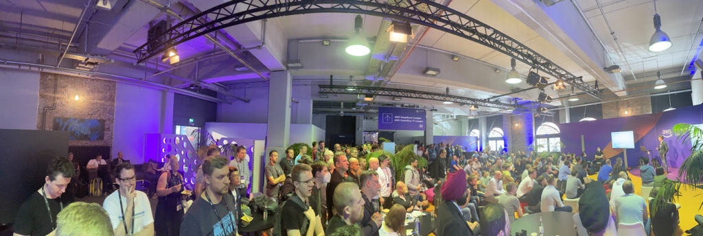 Osterjour's tweet photo. Another talk, another time full house in the #AWSCommunity Lounge at the #AWS #Summit #Berlin!
It’s so great to see the vibrant community and how much effort everyone is investing into the community track.
We just need more space next time 😉 @AWSCommunityDE @AWS_DACH @awscloud https://t.co/t5C5KfikA2