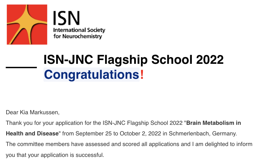Super excited and honored to be chosen for participation in this year's ISN Flagship School on Brain Metabolism in Health and Disease! Thank you <a href="/ISN_society/">International Society for Neurochemistry (ISN)</a> for the opportunity. Can't wait to meet everyone.