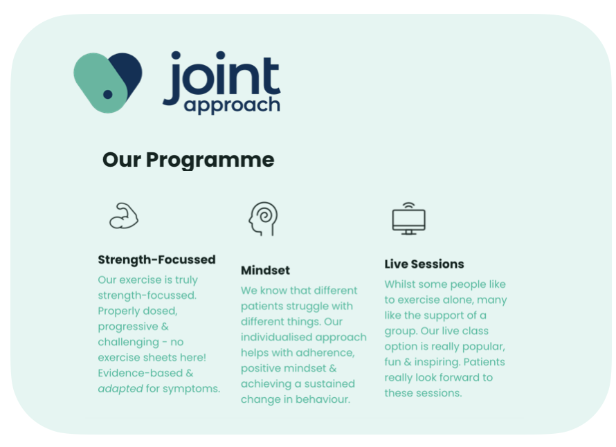JApproach's tweet photo. π So excited to announce that we just won a grant from the UKCRF East Midlands Accelerator.
This will help us to upscale and help more NHS patients with #osteoarthritis #Wellbeing #StrengthTraining
https://t.co/RuTok7oJkB https://t.co/O3kmyDHzpe