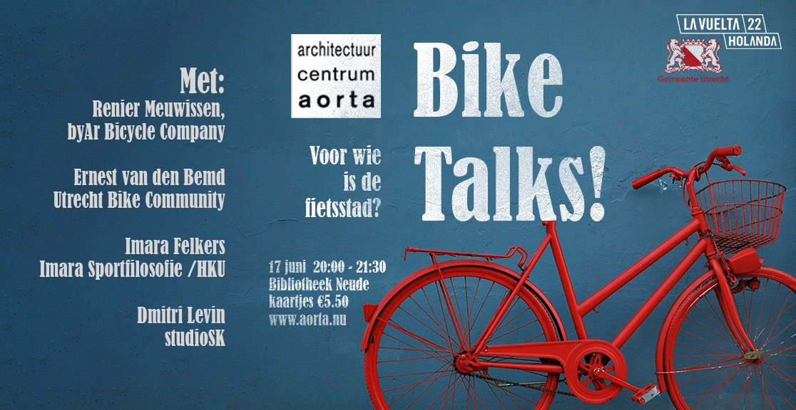 AortaUtrecht's tweet photo. Op 17 juni organiseert AORTA de Bike Talks! De proloog voor @LaVueltaHolanda en Dag van de Architectuur. De informatieve en vooral leuke avond in Bibliotheek Neude staat geheel in het teken van fietsstad Utrecht. Bekijk het programma en meld je alvast aan!
https://t.co/FsTpLeEpUy https://t.co/mKuy7h9dua