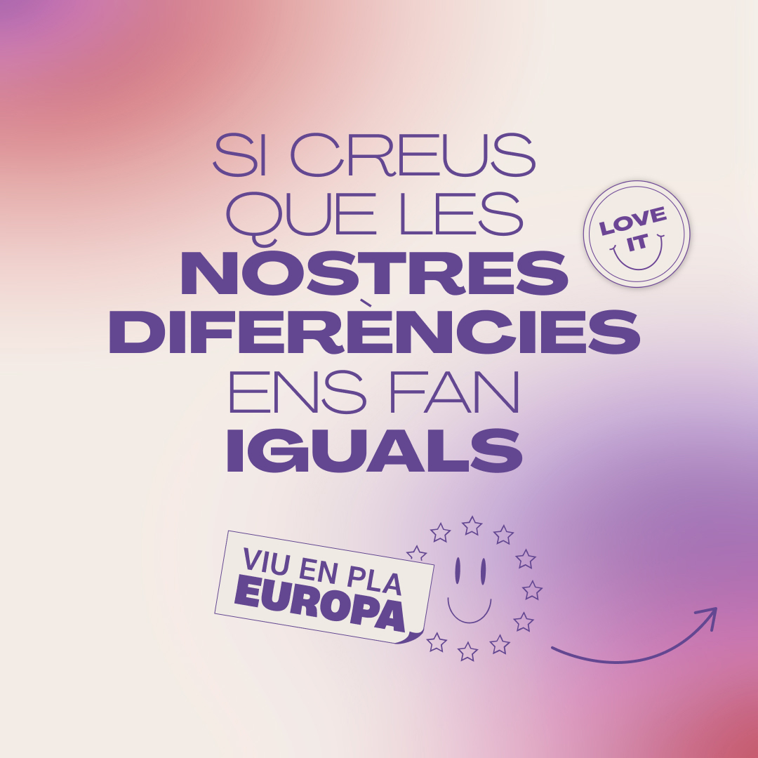 ConsellJove's tweet photo. 🙋‍♀️ La #UnióEuropea ens pot sonar ràndom.

🏳️‍🌈 Però quan descobrim el seu projecte per a viure en eixe futur en #PlaDivers que volem, descobrim que té molt de sentit.

🗣️ #ViuEnPlaEuropa i decideix avui com vols viure demà.

#AnyEuropeuDeLaJoventut https://t.co/m9EKKujFNg