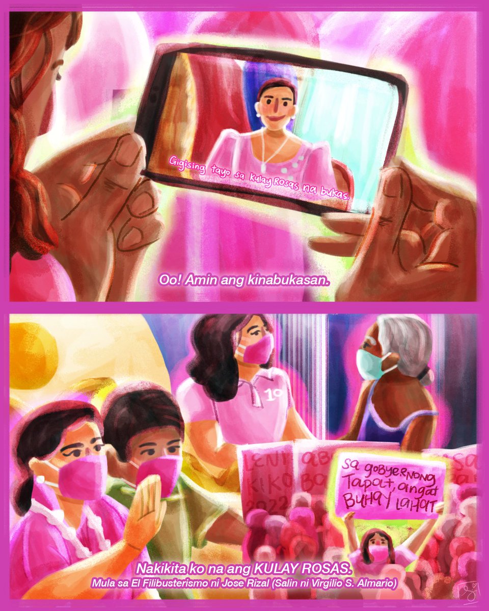 liaajavier's tweet photo. First time printing one of my artworks.😭 Sana maibigay ko kay VP Leni bukas 💖

Made this before the elections, but now I see it with a new meaning. Tuloy pa rin ang laban! 

Naniniwala parin ako na may kulay rosas na bukas – nagsisimula pa lang kami🌸

#KakamPENK 
#SiningMulat https://t.co/nWrrxVT2rS