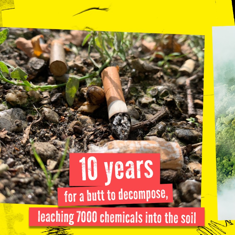WHO's tweet photo. #TobaccoExposed: How can an industry that creates nearly 800,000 tonnes of 💀 toxic waste per year from cigarette butts alone be a leader in environmental sustainability?
 
There is #OnlyOneEarth 🌎🌍🌏 - let's protect it by saying #NoTobacco 🚭