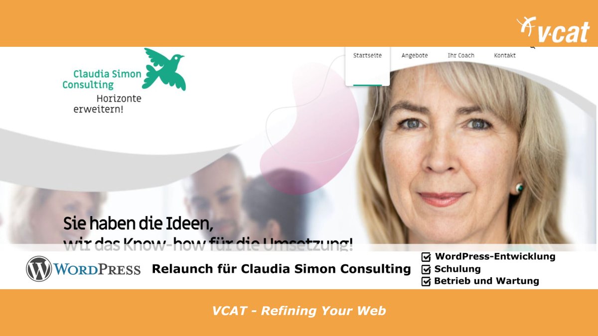 VCATconsulting's tweet photo. Seit vielen Jahren begleiten wir Claudia Simon Consulting. Nun haben wir den #Website #Relaunch auf #WordPress unterstützt. Mit Einführung digitaler Prozesse wurde auch ein #vtiger #CRM aufgebaut. Mehr im Blog: https://t.co/M9qlqKCoPE #RefiningYourWeb #ITinPotsdam #OpenSource https://t.co/LkU5XQNacs
