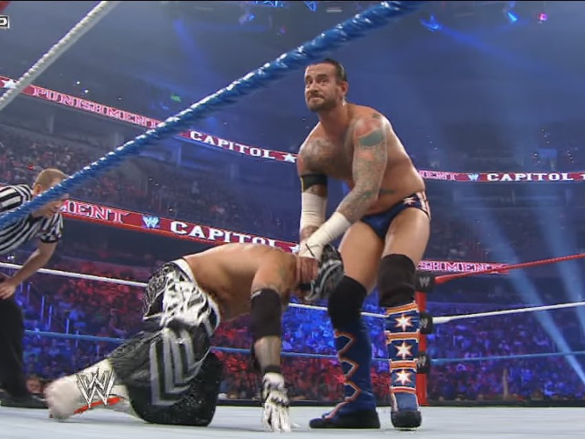 CM Punk last night, wore the same gear he wore against Rey Mysterio at Capitol Punishment in 2011. Love it when Punk brings out the old attires, brings back good memories.