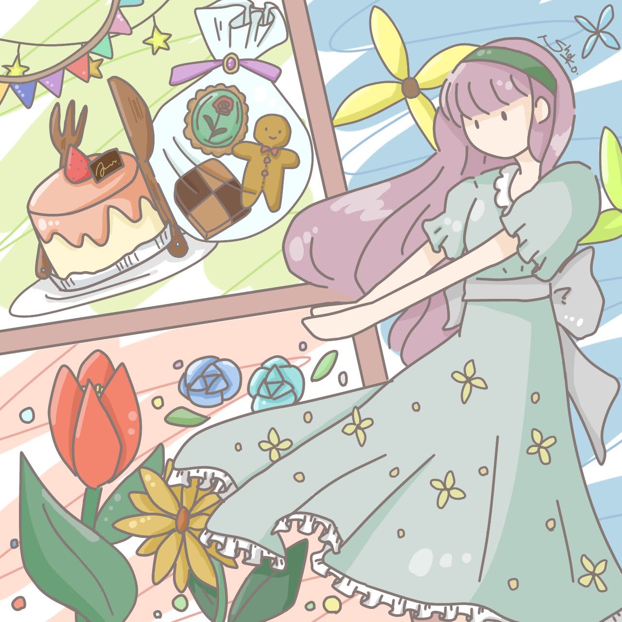 しょーこ おんなのこ 午後おやすみだったけど あっという間に夜 イラスト イラスト好きな人と繋がりたい 絵柄が好みっていう人にフォローされたい Illustration フォローしてね 女の子イラスト 淡い色 ほんわかイラスト ゆるいイラスト